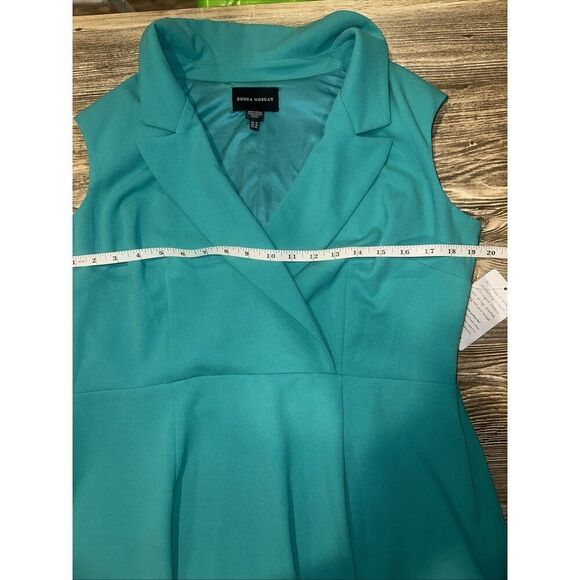 Donna Morgan Dress Size 16 Teal Pleated Sleeveless. NWT. J - Picture 7 of 9